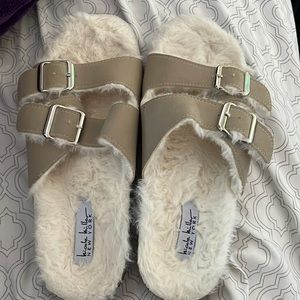 Nicole Miller Bettina Faux Fur slide shoes